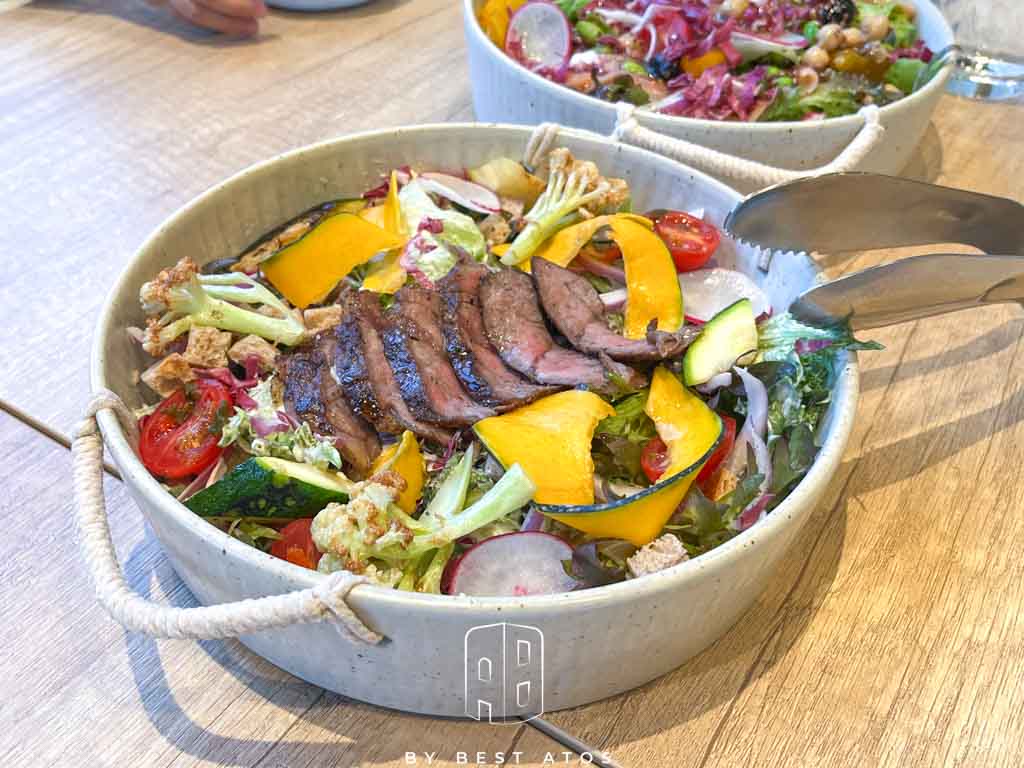 TOK盡興食光－新店裕隆城侘寂風格亞洲融合菜系－香檸乳酪牛排沙拉盆